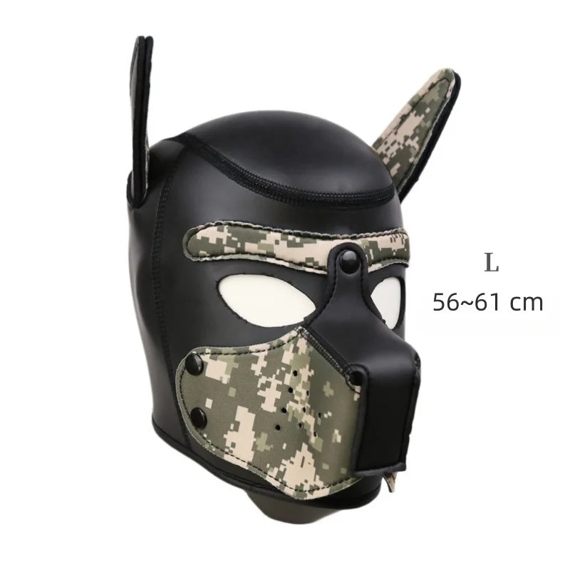 Costume bondage chien avec harnais en cuir et masque de chien – plusieurs tailles et coloris
