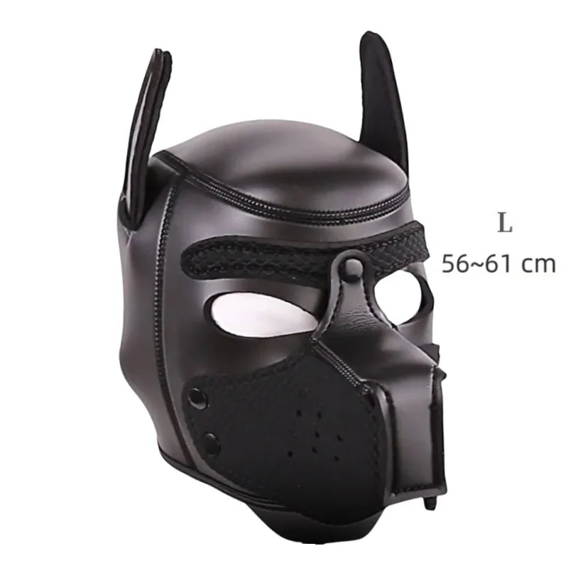 Costume bondage chien avec harnais en cuir et masque de chien – plusieurs tailles et coloris