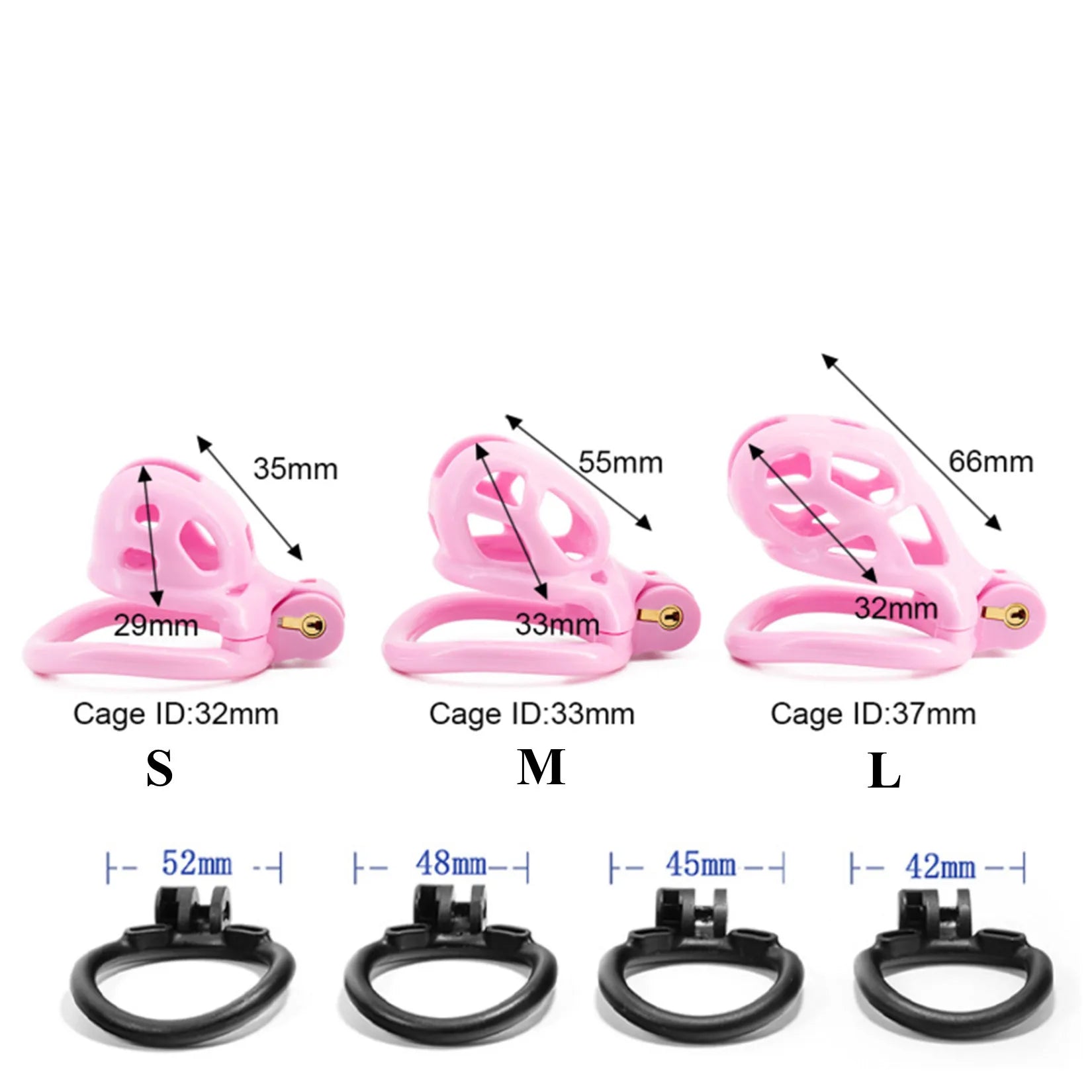 Cage de chasteté  “ colored Cobra” – 3 tailles 6 couleurs disponibles vendu avec cadenas et 4 anneaux ajustables