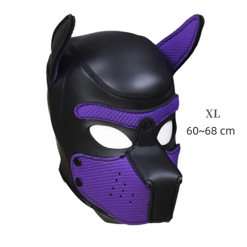Costume bondage chien avec harnais en cuir et masque de chien – plusieurs tailles et coloris