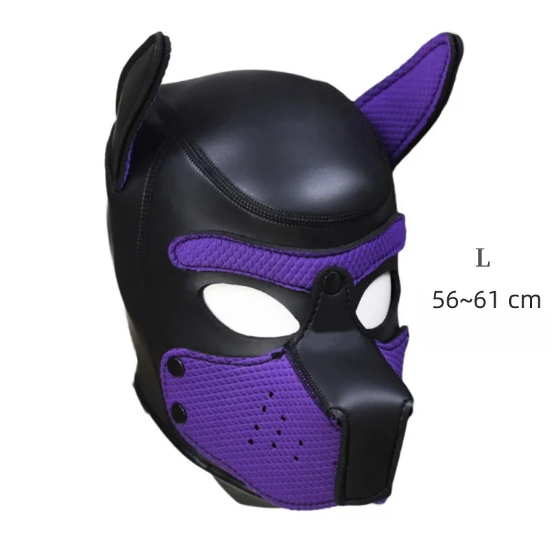 Costume bondage chien avec harnais en cuir et masque de chien – plusieurs tailles et coloris