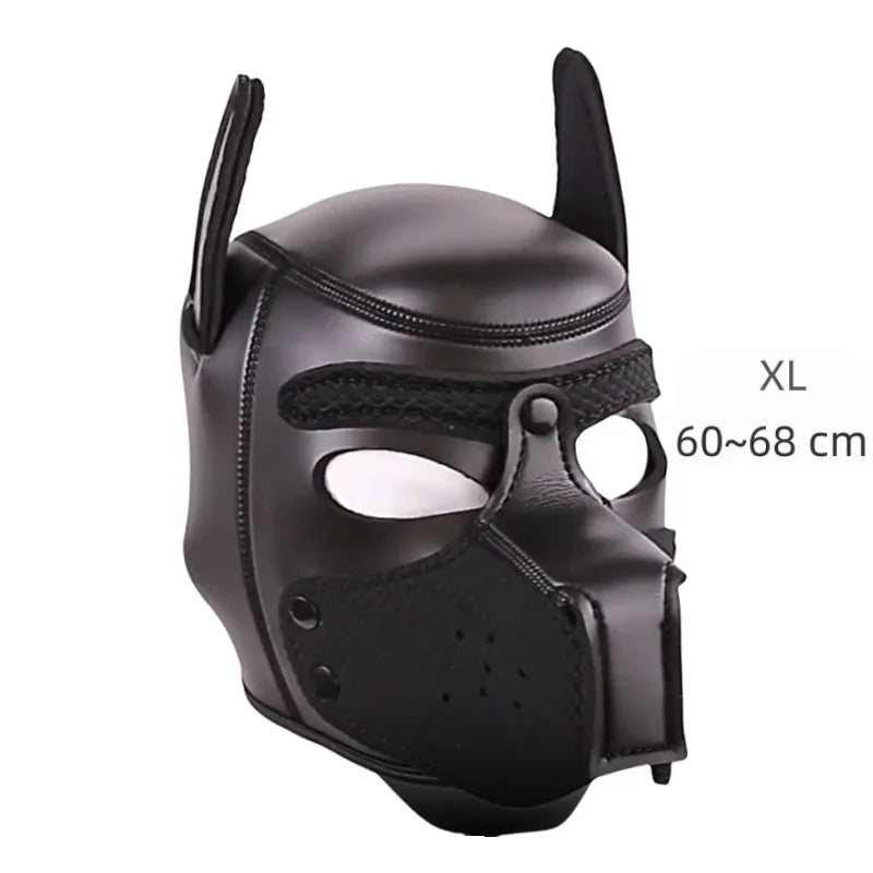 Costume bondage chien avec harnais en cuir et masque de chien – plusieurs tailles et coloris
