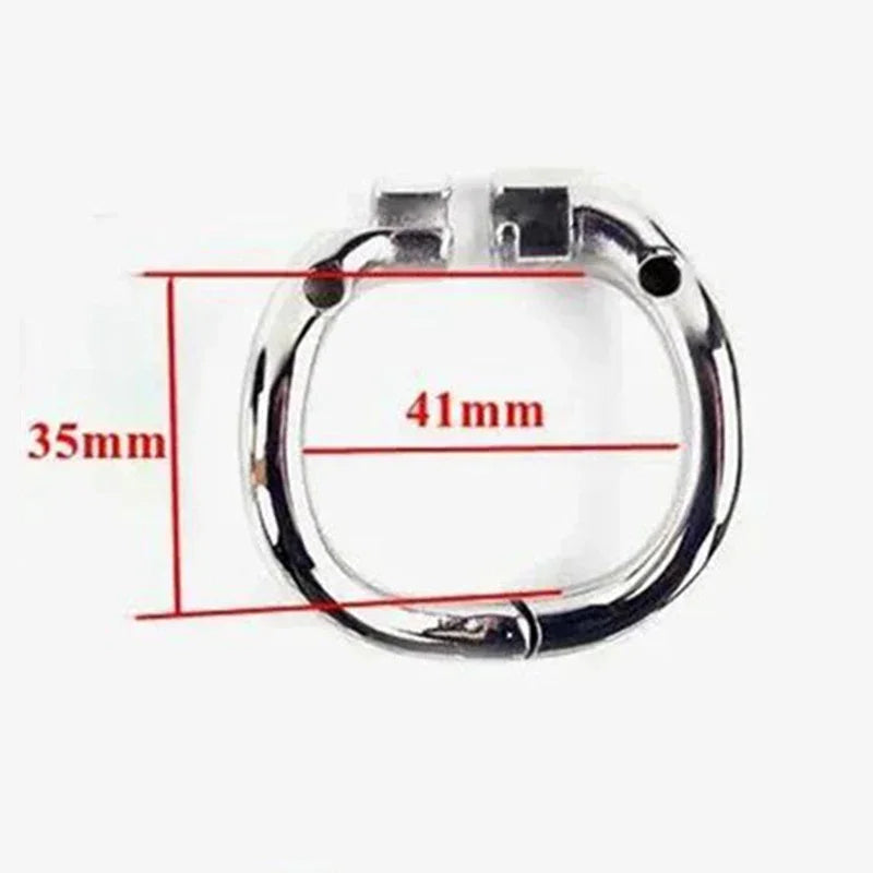 Cage de chasteté masculine en acier inoxydable – 55 mm de long avec 4 anneaux au choix