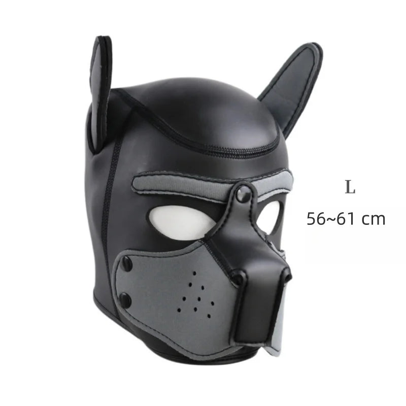 Costume bondage chien avec harnais en cuir et masque de chien – plusieurs tailles et coloris