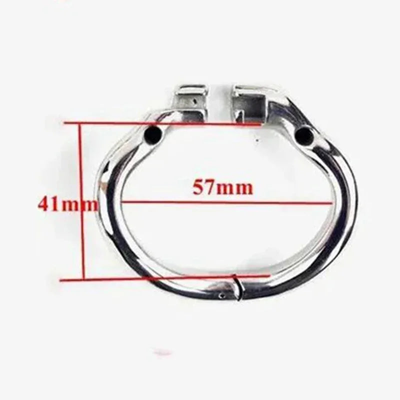 Cage de chasteté masculine en acier inoxydable – 55 mm de long avec 4 anneaux au choix