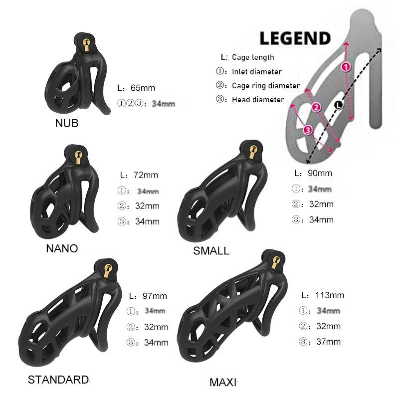 Cage de chasteté Cobra – modèle résine avec cadenas + 4 anneaux ajustables (5 tailles disponibles)