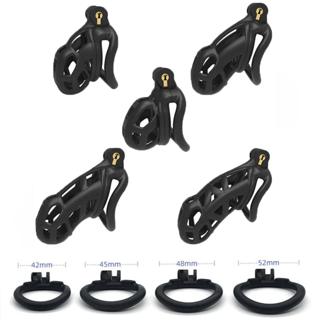 Cage de chasteté Cobra – modèle résine avec cadenas + 4 anneaux ajustables (5 tailles disponibles)