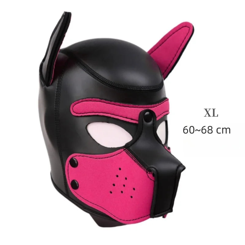 Costume bondage chien avec harnais en cuir et masque de chien – plusieurs tailles et coloris