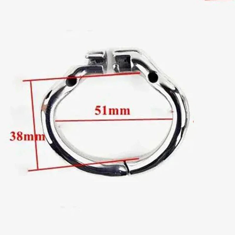 Cage de chasteté masculine en acier inoxydable – 55 mm de long avec 4 anneaux au choix