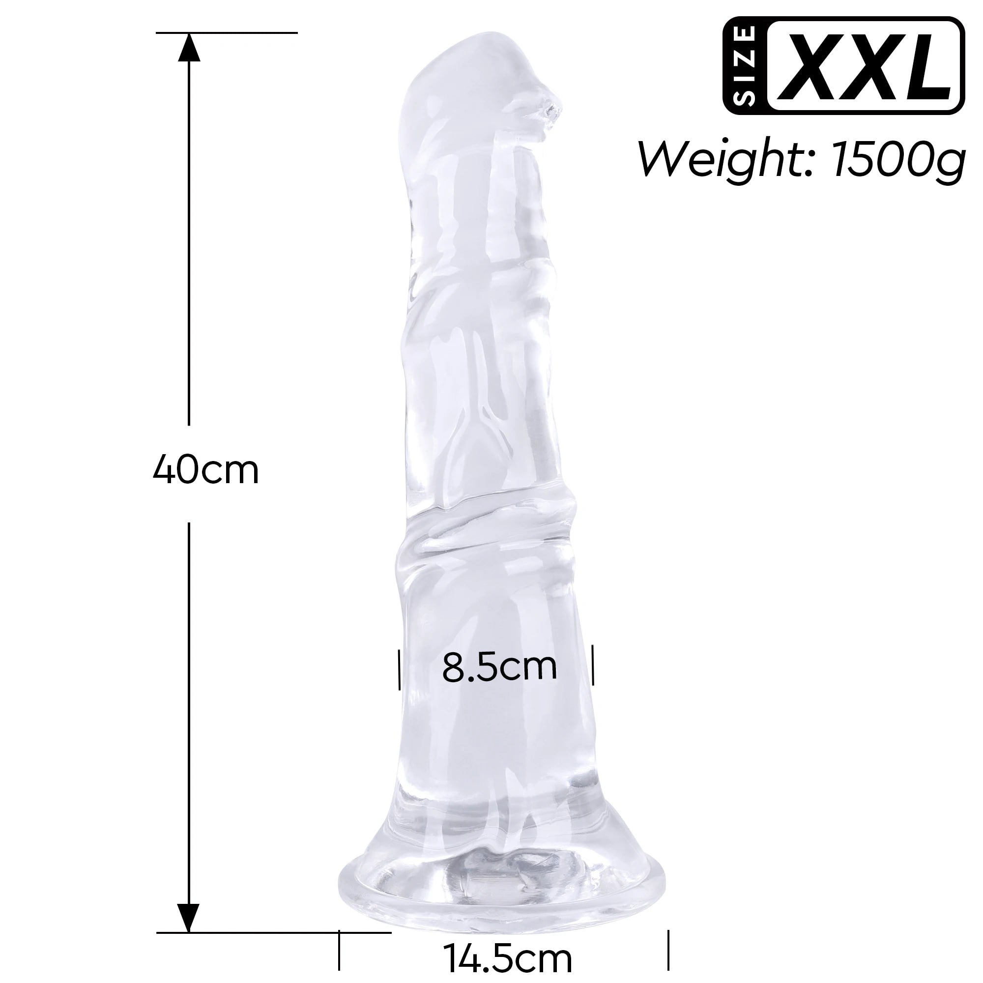 extrême Gode cheval réaliste transparent – 5 tailles (20 à 40 cm) avec ventouse