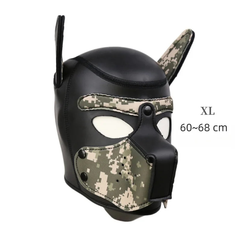 Costume bondage chien avec harnais en cuir et masque de chien – plusieurs tailles et coloris