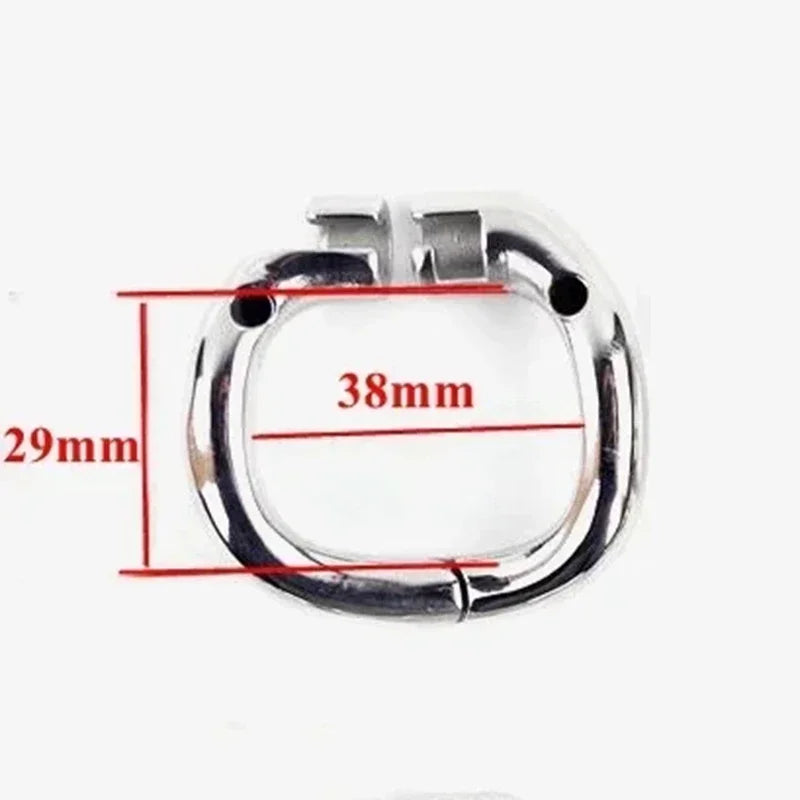 Cage de chasteté masculine en acier inoxydable – 55 mm de long avec 4 anneaux au choix